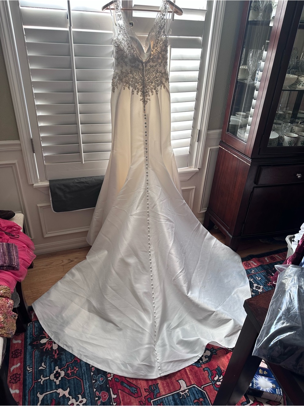 Elegant Ivory Wedding Dress with Beaded Bodice